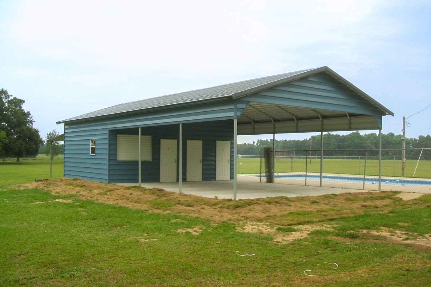 exterior of blue carport storage facility in sc for sale