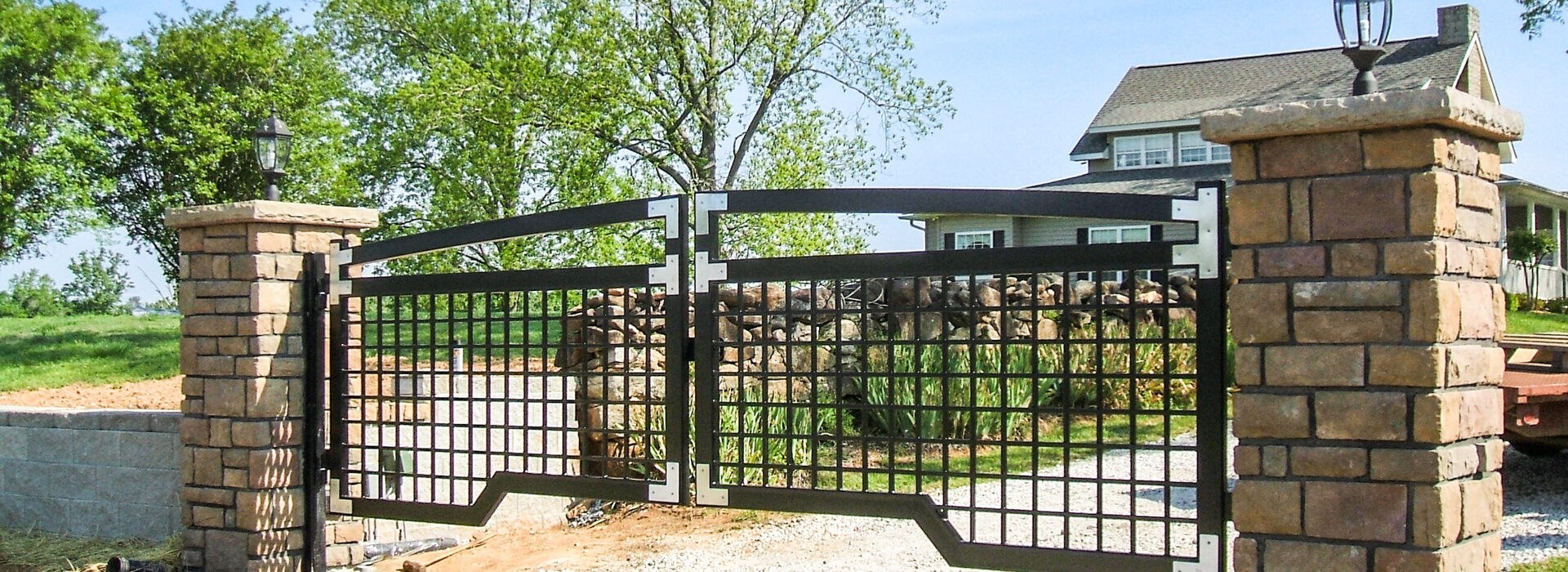 exterior of custom metal fabrication work for a gate through cold spring enterprises in SC